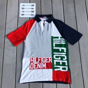 TOMMY HILFIGER, Custom-fit color block polo, sz M.